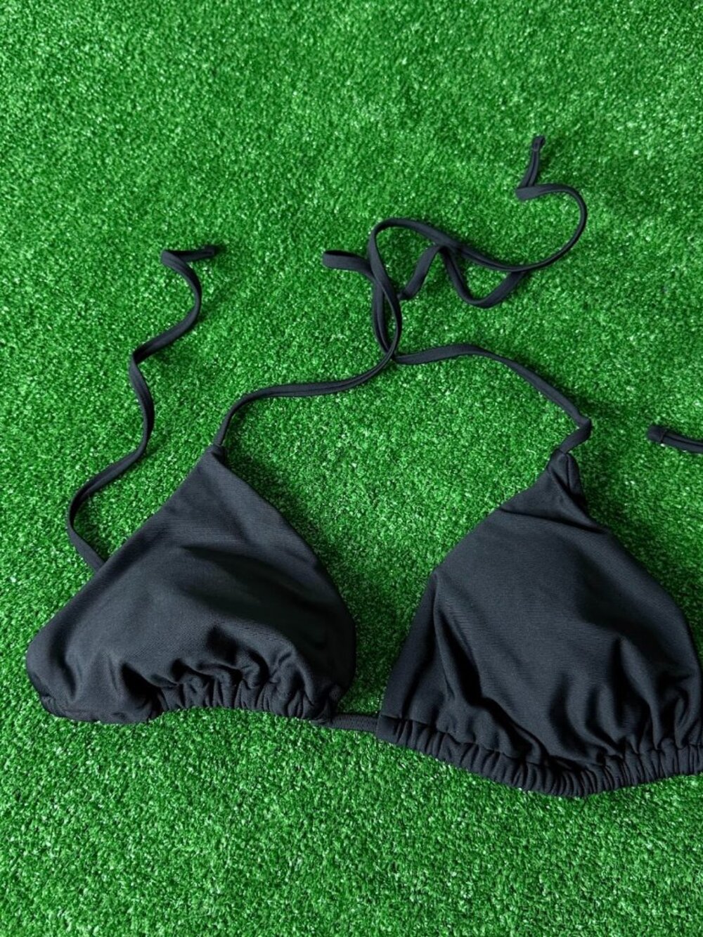 No Boundaries Black Triangle Bikini Top Women's Size L 12-14 Spaghetti Strap